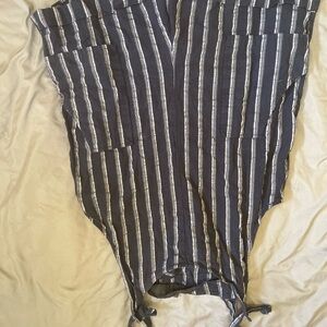 Striped Black and White Women's Jumpsuit
